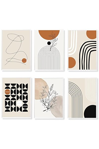 Generic ديكور جداري فني، 6 قطع من مطبوعات الخطوط الهندسية المجردة لغرفة المعي...