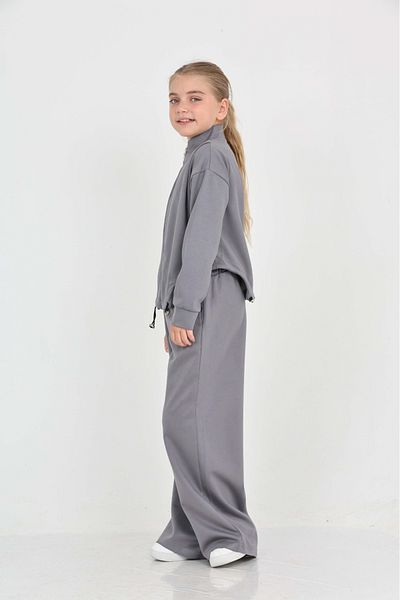 Toontoy Girl's Oval Cut Detailed Tracksuit Set