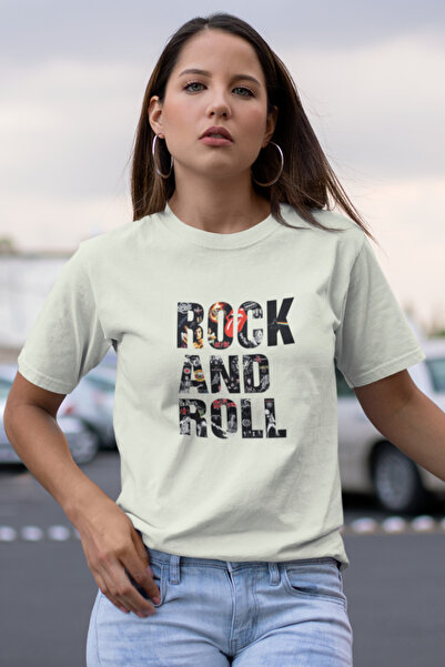 Butik تي شيرت روك آند رول مطبوع / نسائي متعدد الألوان 100% قطن بقصة عادية ومريحة