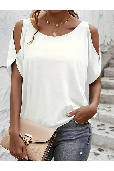 StilVibe Casual Off-The-Shoulder Lace-Up Blouse for Women