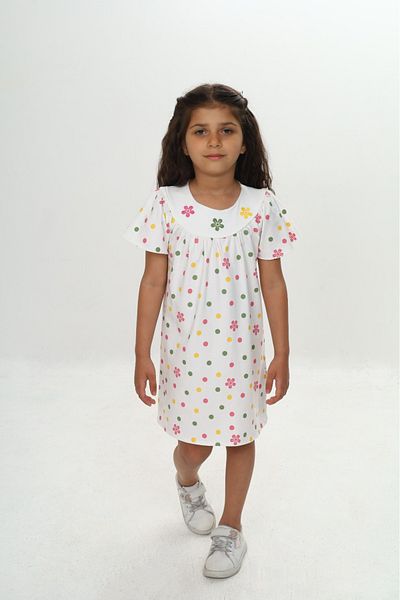 Toontoy Girl's Colorful Floral Embroidered Dress