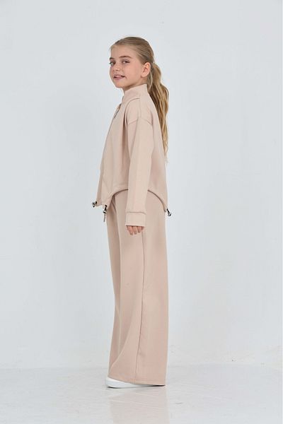 Toontoy Girl's Oval Cut Detailed Tracksuit Set