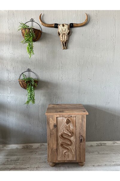 Store “Naja – Koruyucu Yılan Ahşap Oyma Komodin Dolap Mistik ve Doğal Dekor