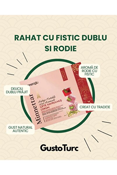 Şekeroğlu Turkish Delight cu Fistic Dublu si Rodie 300 Gr.Sekeroglu