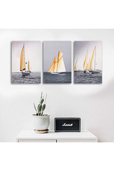 Generic لوحة فنية جدارية من القماش عليها شرائط مربوطة بإطار (مجموعة من 3 قطع،...