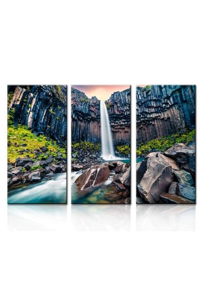 Generic لوحة فنية جدارية من قماش الشلال من BPA Svartifoss (الشلال الأسود) مطب...