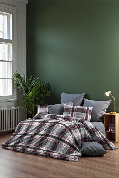 BBY HOME & DESIGN Set de lenjerie de pat, dublu, 1 husă de pat, 2 fețe de pernă, cu 1 cearșaf elastic, serie Sare Line