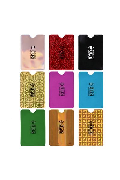 OEM Set de 9 suporturi pentru carduri RFID, aluminiu, multicolor, 9,1x6,3cm
