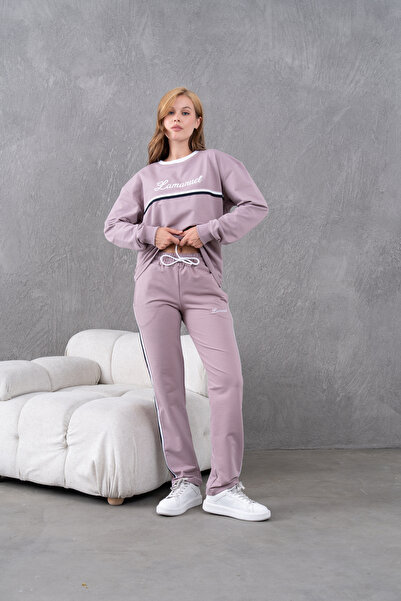 Lamanuel Σετ αθλητικής φόρμας με ριγέ κέντημα με λαιμόκοψη