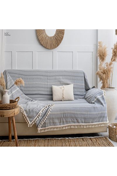 NDC HOME Jacquard Linen Gray Seat Cover (170 X 220)