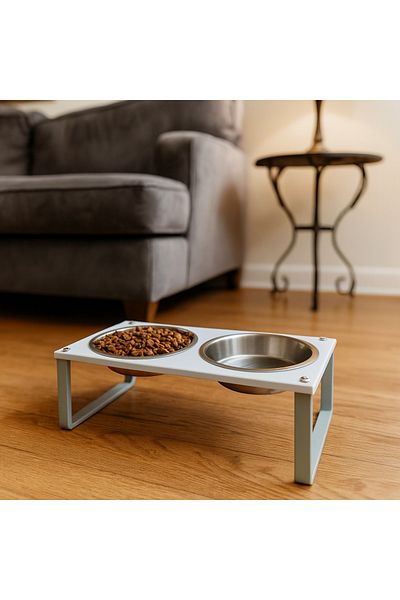 Okay Healthy Eating Stand for Cats and Dogs, Stainless Steel Stylish Design and Non-Slip Feet