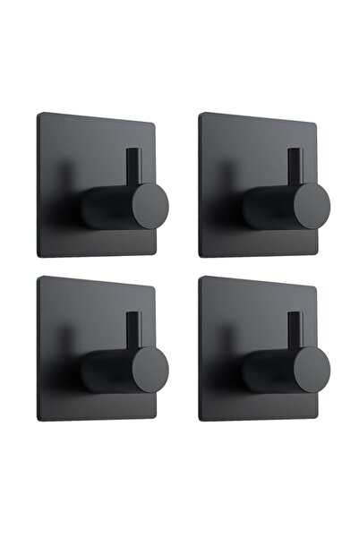 Generic Adhesive Towel Hooks, 4 Pcs Waterproof Shower Wall Stick on Hooks, Black