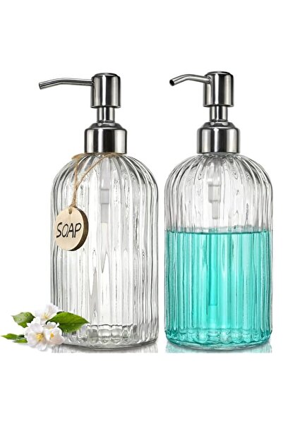 Generic JASAI موزع صابون زجاجي سعة 18 أونصة، مكون من قطعتين، مع مضخة من الفول...