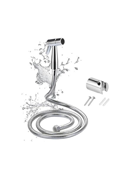 Generic AZTON_IT-3064 طقم رشاش بيديه محمول فاخر من الكروم، خرطوم من الفولاذ ا...