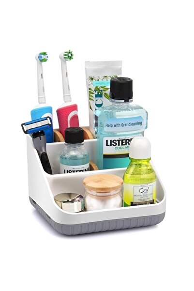 Generic منظم فرشاة أسنان بستة فتحات - حامل فرشاة أسنان كهربائي على سطح الطاول...