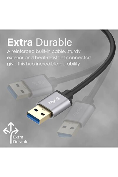 Promate Aluminium Alloy Powered USB Hub • 7 USB 3.0 Ports • USB-C Adaptor • 5Gbps Transfer Rate •