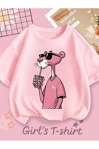 SVART WEAR Ružičasta Pantera Štampano Majica za devojčice 100% pamuk