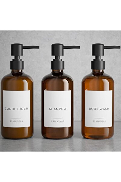 Generic مجموعة موزع شامبو وبلسم أنيق من KIBAGA مكونة من 3 زجاجات صابون استحما...