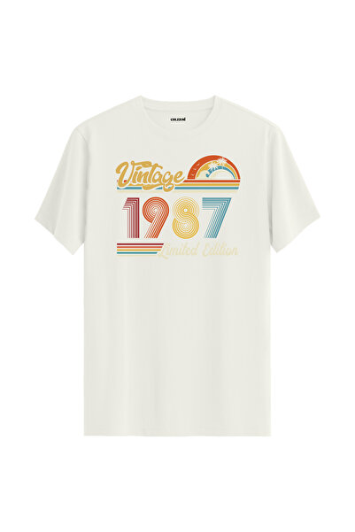 Colermi تي شيرت عتيق لعام 1987 هدية عيد ميلاد برقبة دائرية للجنسين تي شيرت عتيق