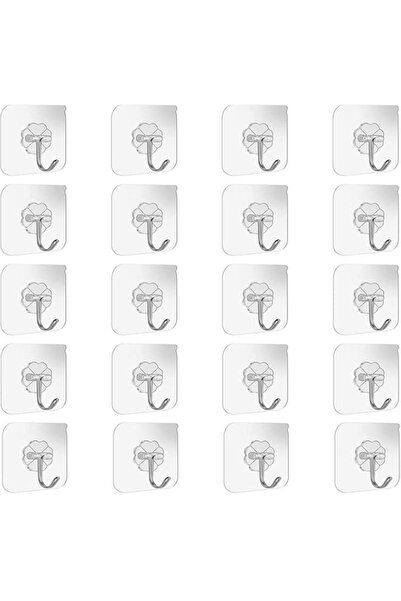 Generic SKY-TOUCH 20pcs Adhesive Hooks Heavy Duty Wall Hooks 8Kg Max, Self Ad...