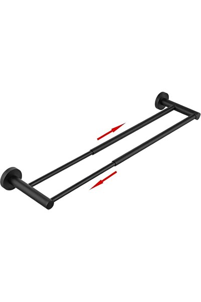 Generic حامل مناشف مزدوج للحمام - قضيب مناشف سميك من الفولاذ المقاوم للصدأ SUS304، مثبت على الحائط مع مسامير H