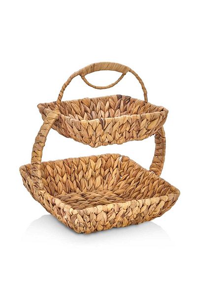 CasaLinda Casa Linda Mrk Model Two-Story Straw Square Presentation Organizer Fruit Bowl Decorative Arrangement