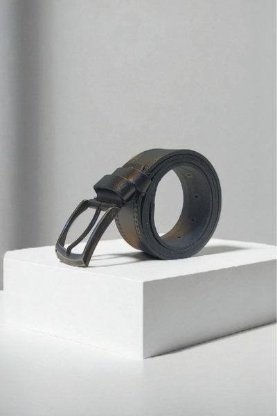 PAPATAY حزام رجالي أسود من الجلد الطبيعي 100% مقاس 4 سم