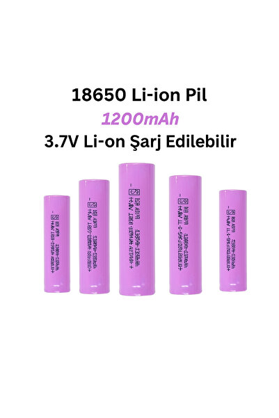 electroawm 2 Adet 18650 Li-ion Şarjlı Pil 1200mAh 3.7V Fan Mikrofn Vb Pili