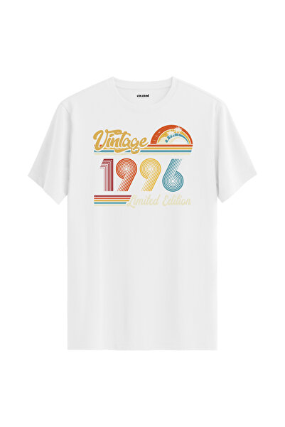 Colermi تي شيرت عتيق لعام 1996 هدية عيد ميلاد برقبة دائرية للجنسين تي شيرت عتيق