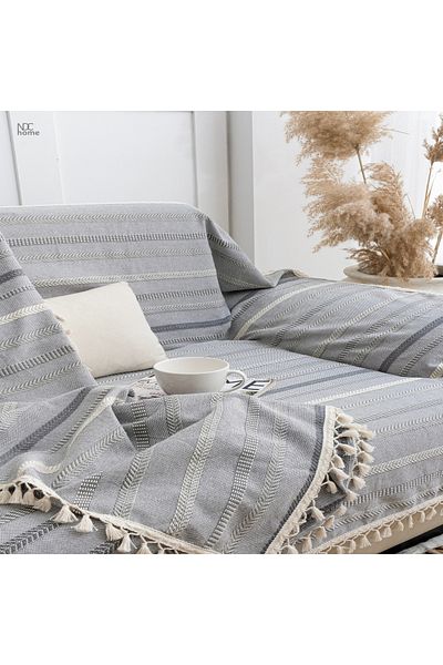 NDC HOME Jacquard Linen Gray Seat Cover (170 X 220)