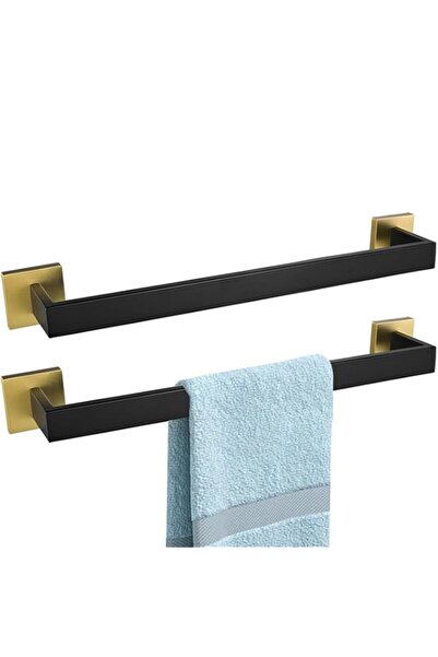 Generic قضبان مناشف حمام LANC، قطعتان، مقاس 16 بوصة، باللونين الأسود والذهبي،...