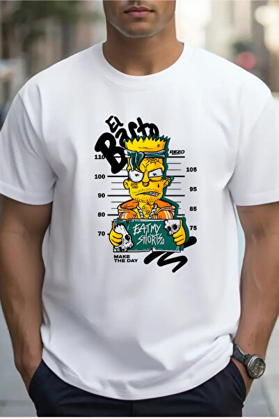 barsdepo Μπλουζάκι με στάμπα El Barto, Μπλουζάκι μεγάλου μεγέθους Unisex Μαύρο