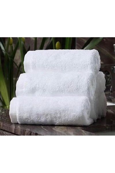 Generic Hotel Linen Pack of 6 Anti-Microbial Hand Towels- Double loop - Soft and Absorbent White Collection