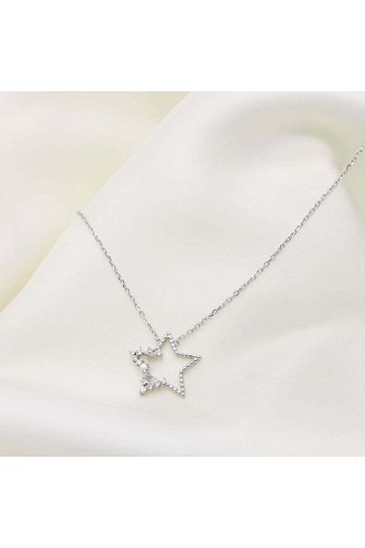 Bijuteria SORELLY Lant Argint cu Stea Half Cut si Pietre Zirconia