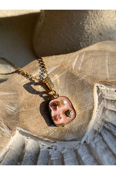 Brethils Beach Themed Sweety Enamel Necklace Tarnish-Free Stainless Guaranteed and Invoiced 45cm