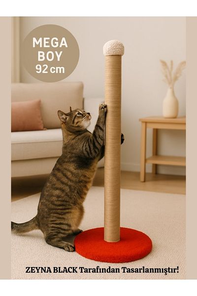 Komano Pontika Round Bottom Adult Cat Scratching Board 92 cm Welsoft Fabric 1St Quality Jute Rope