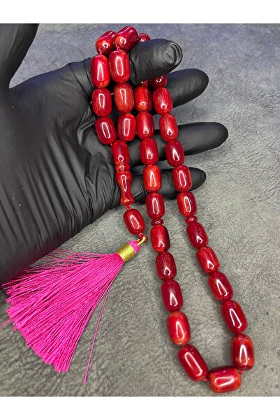 Mos Tespih مسبحة صلاة عنبرية كبيرة الحجم ومزينة بشرابة