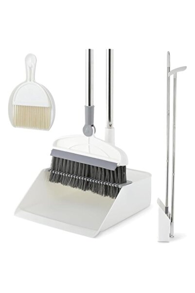 Generic مجموعة مكنسة ومجرفة ALMEKAQUZ، مكنسة ومجرفة 2 في 1 بمقبض طويل، تدور 1...