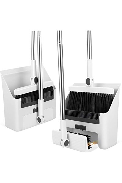 Generic طقم مكنسة ومجرفة دوارة 180 درجة من Cozy Nest بمقبض طويل قابل للتعديل ...