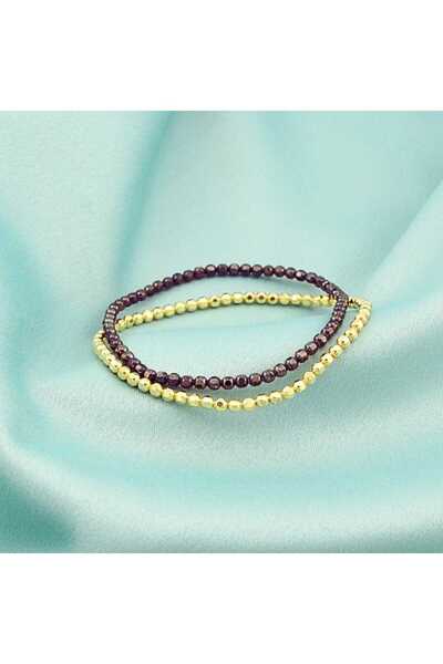 Bijuteria SORELLY Bratara Argint cu Bile Hexagonale Placate cu Aur 3 mm