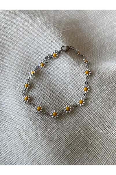 dela otantik Handmade Daisy Anklet – Authentic Ethnic Bohemian Summer Foot Accessory – Elegant Flower Bijoux Jewelry Anklet