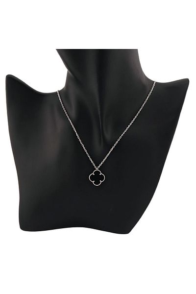 Bijuteria SORELLY Silver Chain Flower with Onyx 1.5 cm