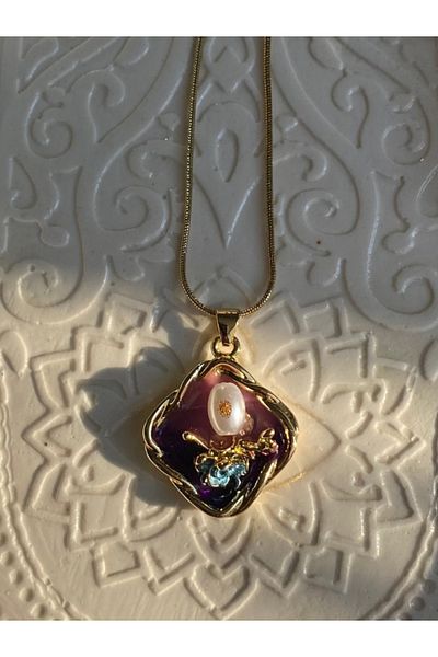 Brethils Purple Garden Pearl Rose Table Necklace Guaranteed Not to Tarnish Shipped in Gift Package