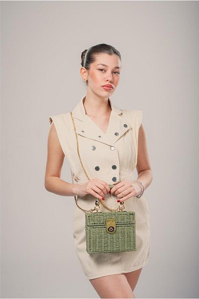 Galat Ççs Women's 17925 Small Size Straw Bag with Shoulder Strap
