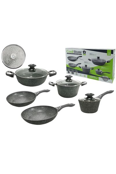 Gusto Casa Set vase de gatit Cookstone, 8 piese din aluminiu turnat, 3 straturi, invelis antiaderent