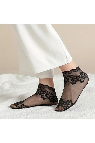 OEM Women's lace socks, thin and breathable on the ankle, universal size, black