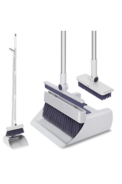 Generic مجموعة مكنسة مع مجرفة، 4 في 1 مجموعة مكنسة ومجرفة مع ممسحة وفرشاة، مت...