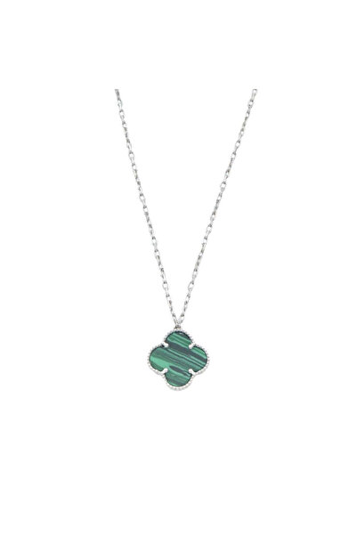 Bijuteria SORELLY Lant Argint Floare cu Malachit 1.5 cm