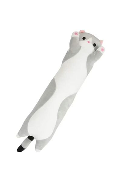 Dms Jucărie de pluș, Pisică de pluș, 60 cm, Gri