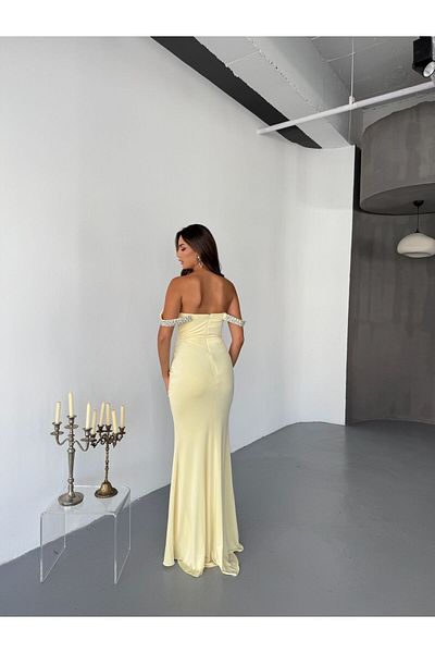 Zoe Zoe Pendant Sleeve Gathered and Stoned Crystal Fabric Stylish Evening Dress Isabelle Slim Fit